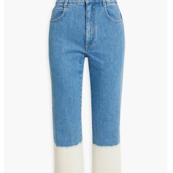 STELLA MCCARTNEY Jeans Two-Tone High-Rise Straight-Leg Jeans Blue/White Size 28 - Picture 3 of 10